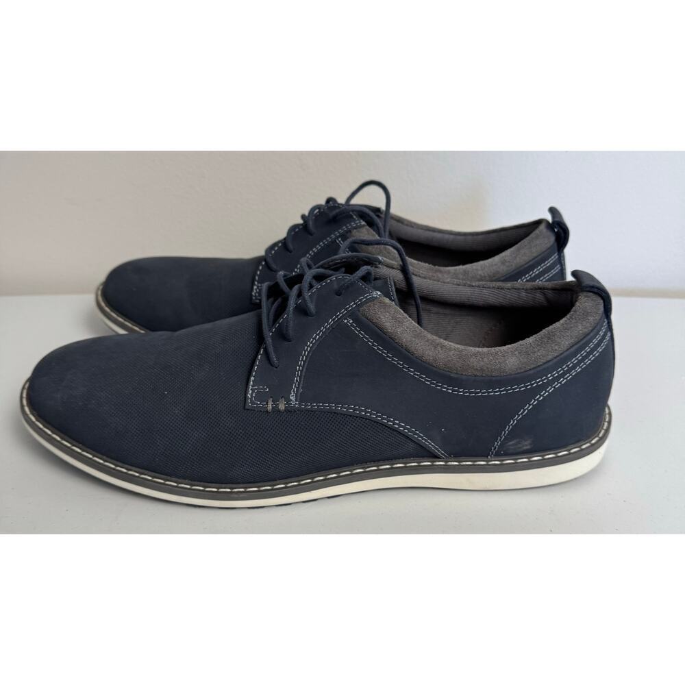 EUC WINSLOW PLAIN TOE MEN'S SHOES 11.5M GRAY BLUE LEATHER JOHNSTON MURPHY - Picture 6 of 9
